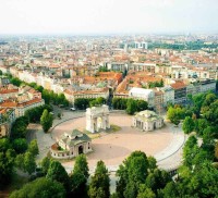 beautiful panoramic view of Milan, Italy